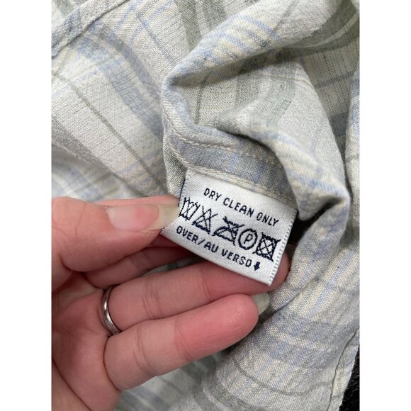 Vintage Claiborne Mens Medium Plaid Rayon Silk Button-Up Shirt Pastel Striped - Picture 5 of 8